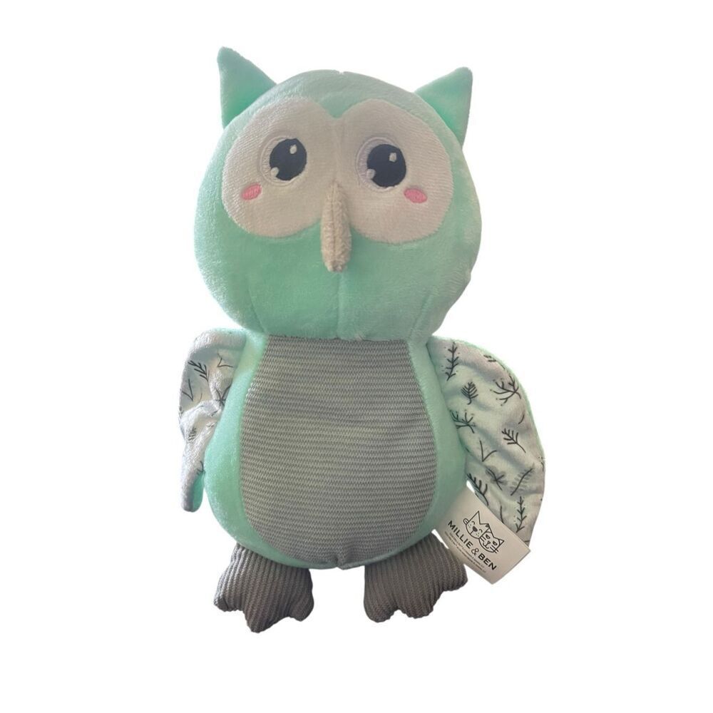 Millie & Ben Mint Green Soft Owl Plush Stuffed Animal Toy 10”